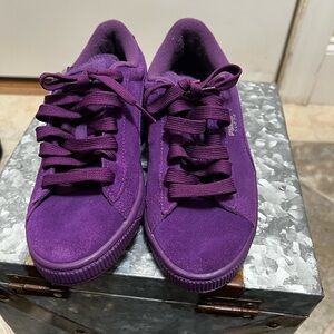 Puma Purple Suede Sneakers with Purple Laces